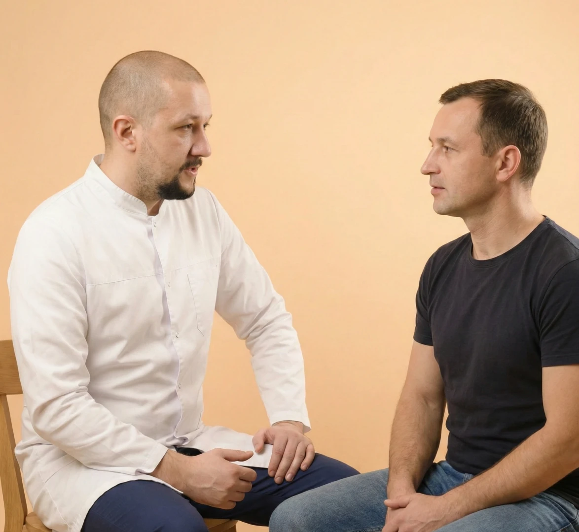 Врач разговаривает с пациентом перед проведением УЗИ