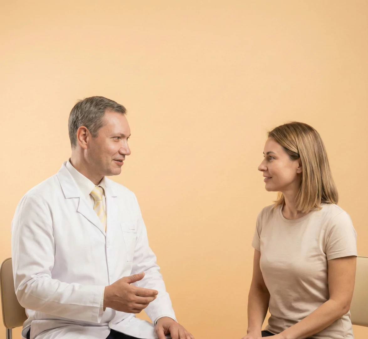 Врач разговаривает с пациентом перед проведением УЗИ