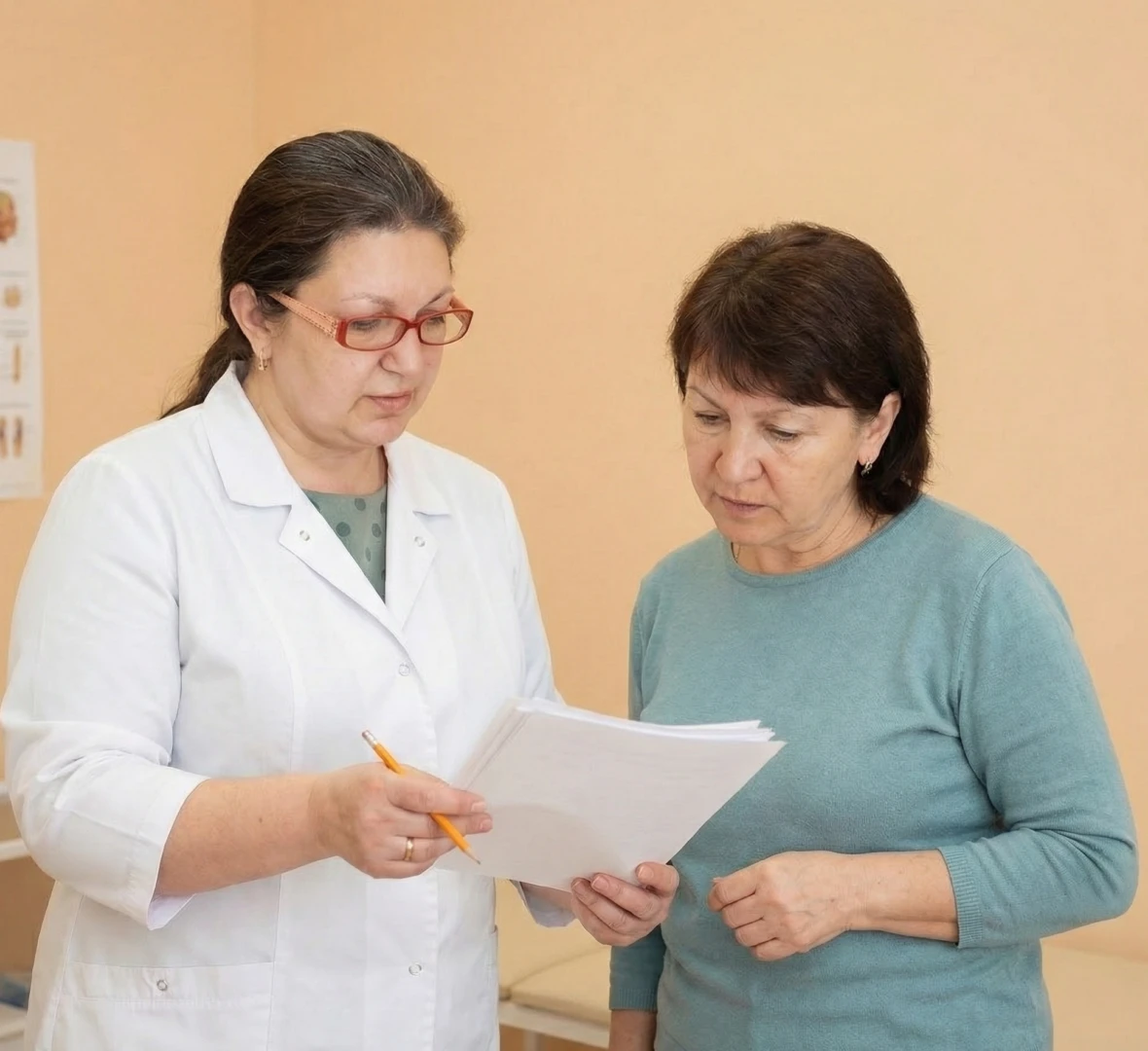 Нейропсихолог даёт задания пациенту по дальнейшему лечению