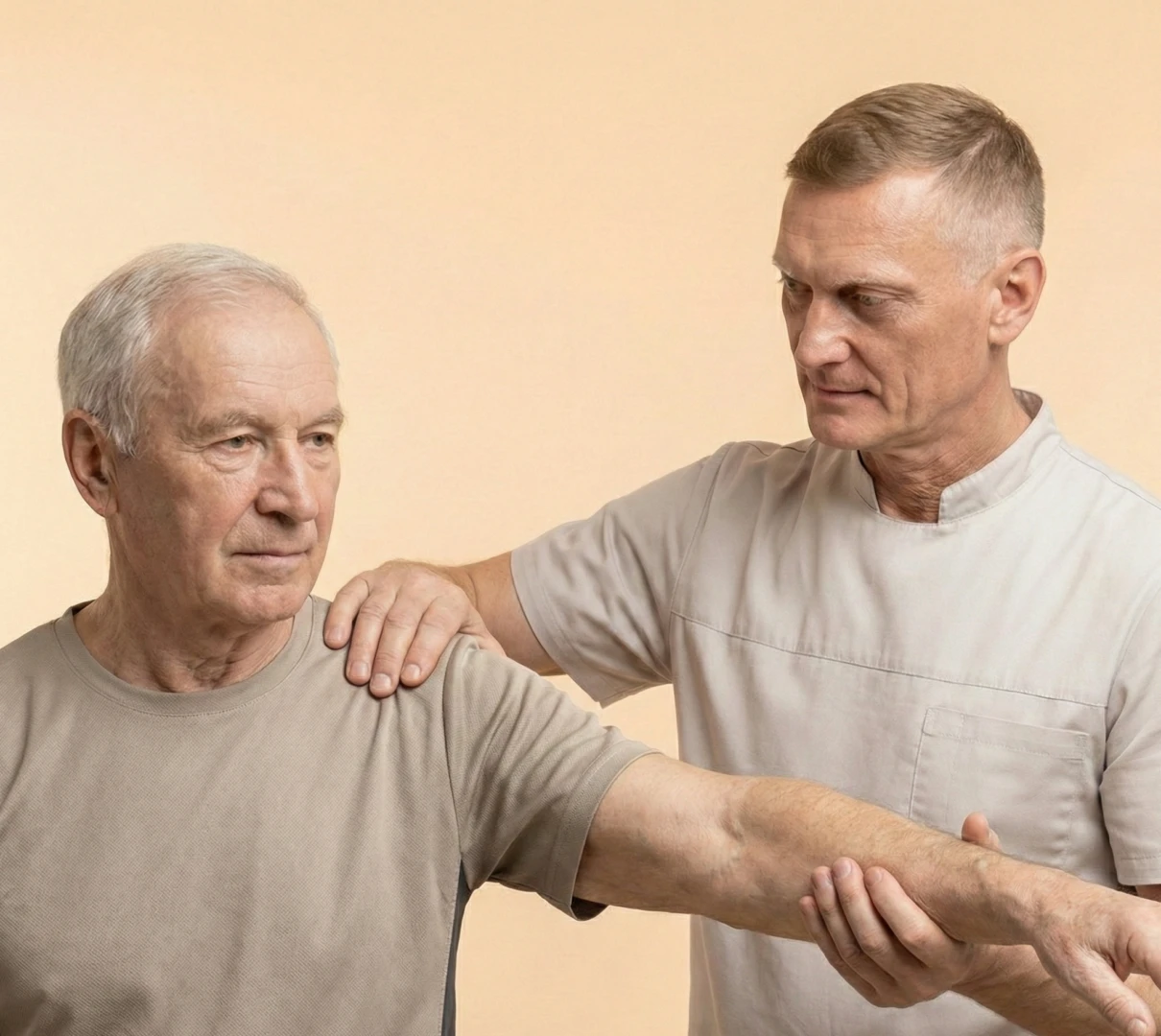 Инструктор ЛФК проводит занятие с пациентом