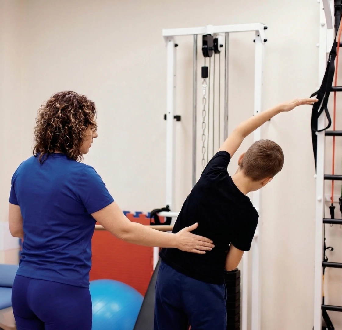 Занятие ЛФК в Ист Клинике при сколиозе у детей