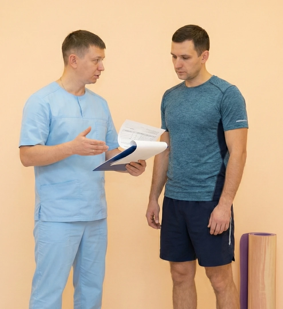 Инструктор ЛФК даёт дальнейшие указания для лечения и домашнюю программу